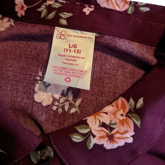 New Large Floral Button Up Shirt with Cinched Tie Waist - Picture 8 of 8